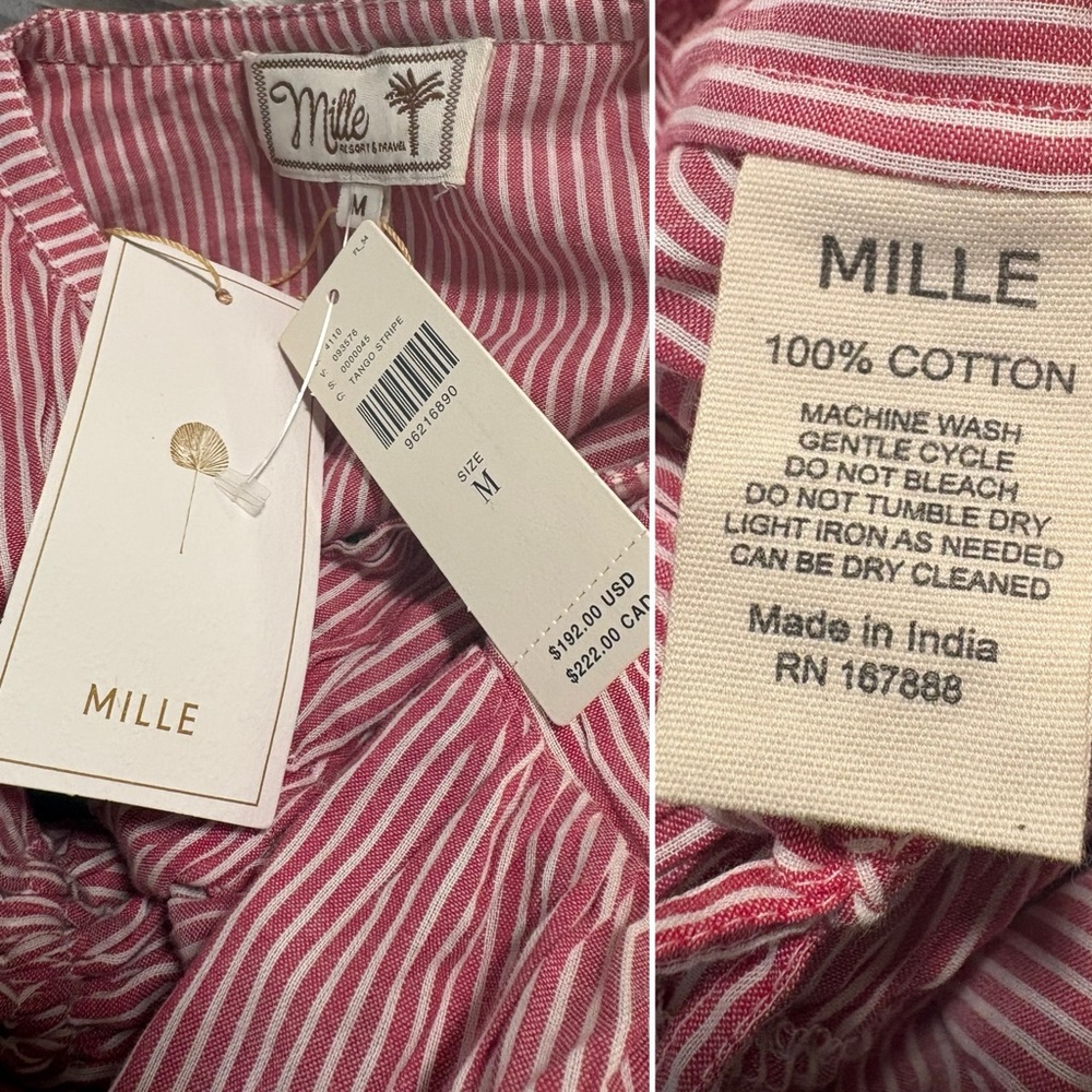 MILLE Ella Top Tango Stripe Tie Front Balloon Sleeve Boho Sz Medium NWT - Picture 13 of 13